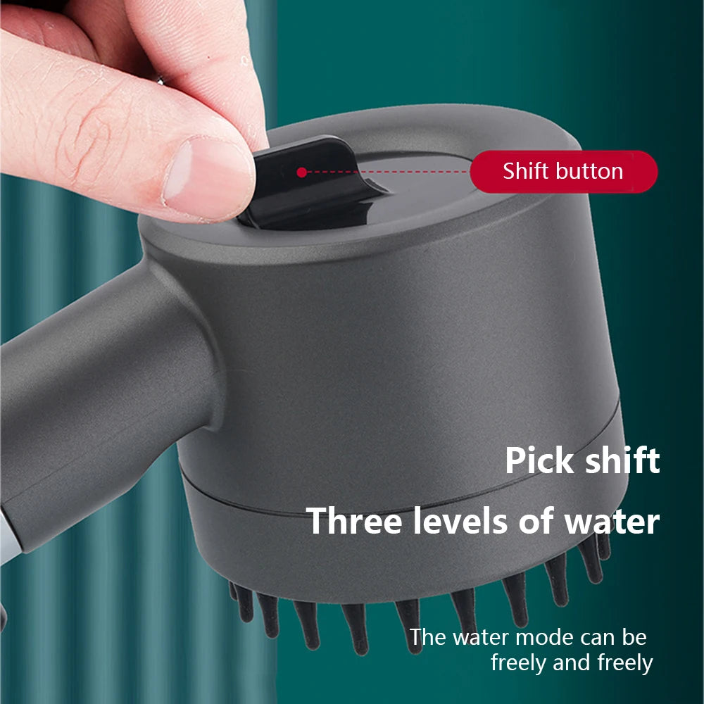 Black Shower Head Rainfall High Pressure 3 Modes Adjustable Boost Filter for Bathroom Accessories Sets