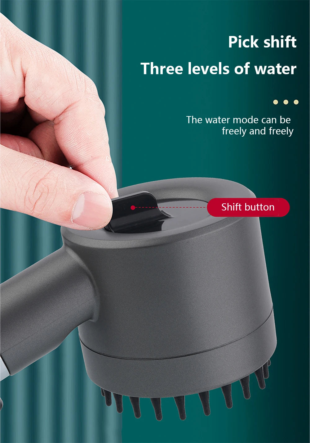 Black Shower Head Rainfall High Pressure 3 Modes Adjustable Boost Filter for Bathroom Accessories Sets
