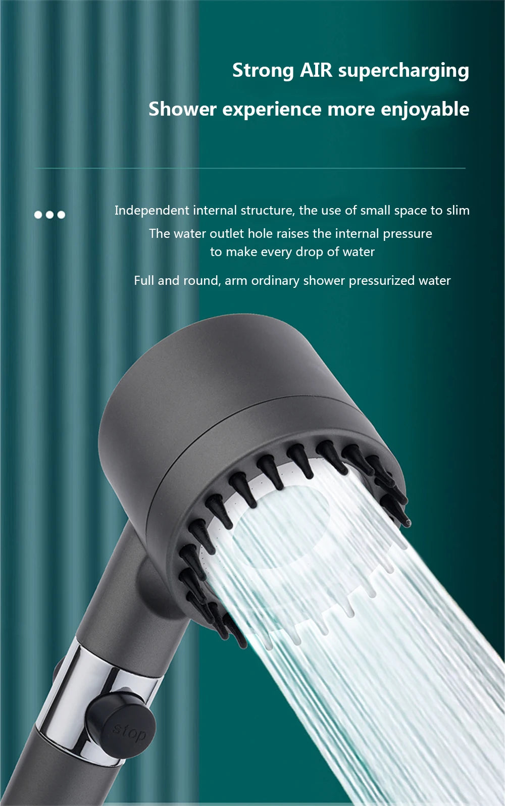 Black Shower Head Rainfall High Pressure 3 Modes Adjustable Boost Filter for Bathroom Accessories Sets