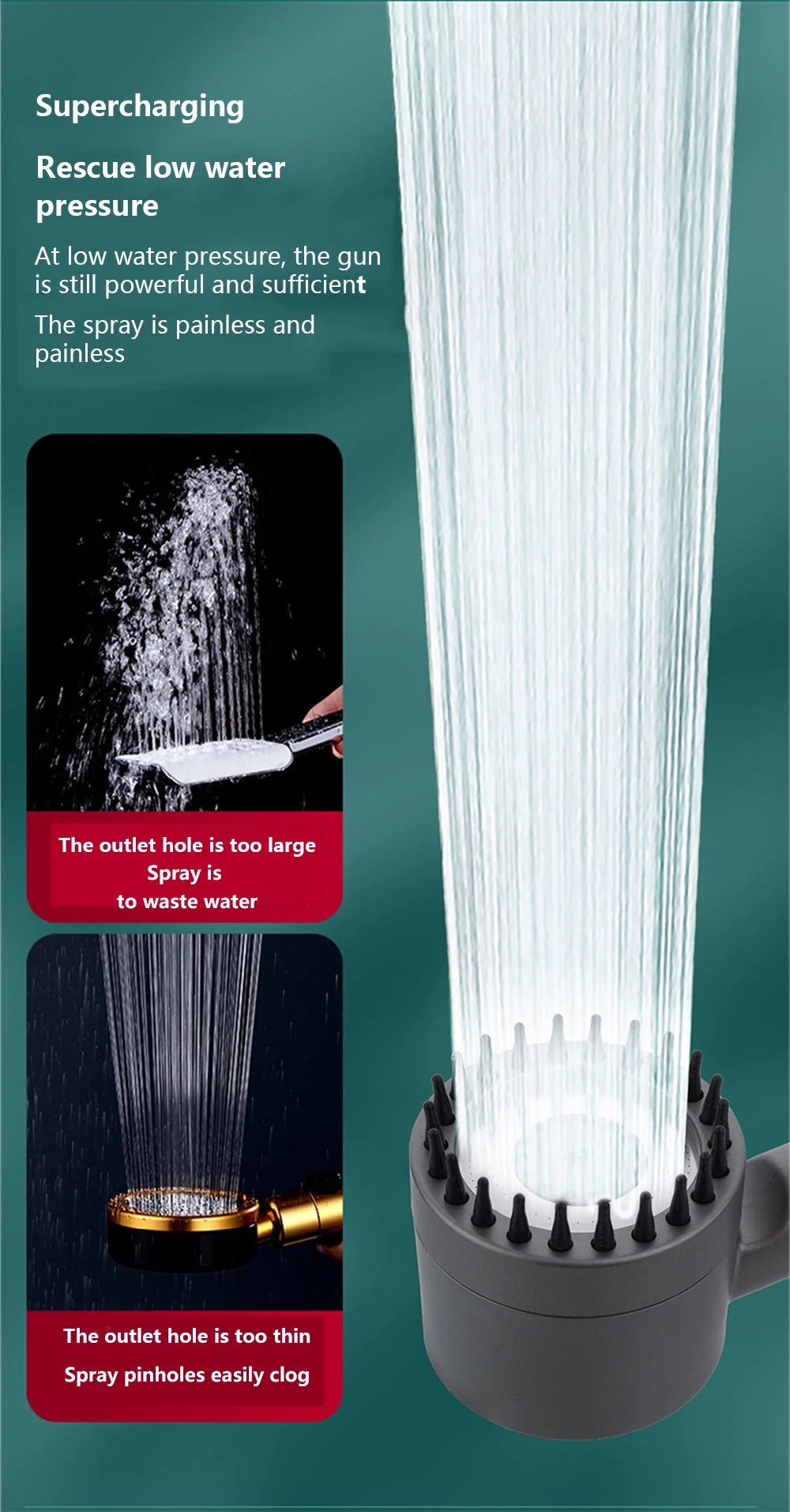 Black Shower Head Rainfall High Pressure 3 Modes Adjustable Boost Filter for Bathroom Accessories Sets